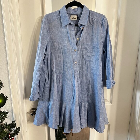 Tuckernuck Dresses & Skirts - 83 Tuckernuck Blue Long Sleeve Button Up Dress Size Medium